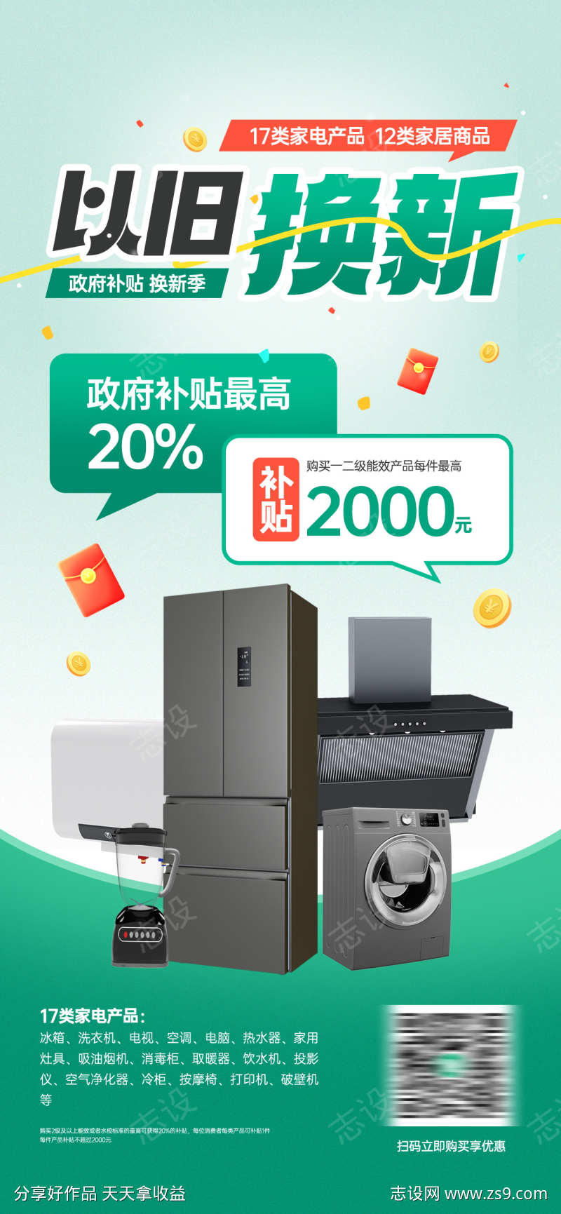 以旧换新政府补贴活动宣传海报