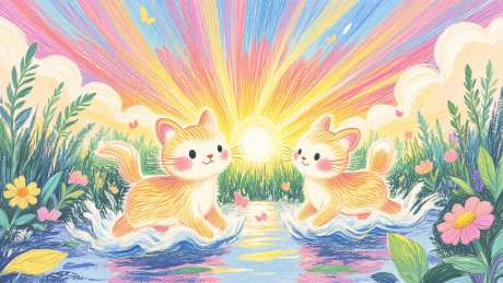 可爱卡通彩色小猫_AI图片下载_euler采样_1536X864像素-晚霞,太阳,彩色-作品编号:2025072113426291-志设-zs9.com