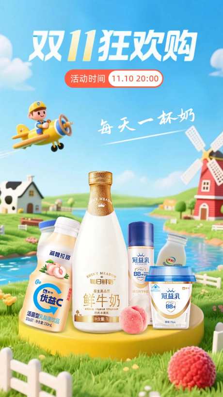 双十一牛奶促销活动海报_源文件下载_PSD格式_936X1664像素-酸奶,牛奶,促销海报-作品编号:2025072211275477-志ˌ设˒网