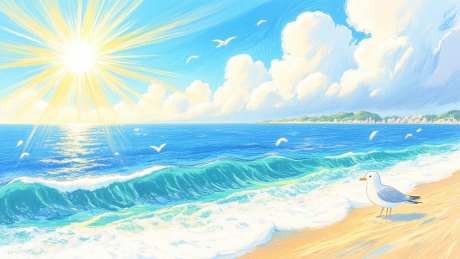 海边蓝天白云_AI图片下载_euler采样_1536X864像素-海浪,阳光,蓝天-作品编号:2025072211317266-志.设‘网