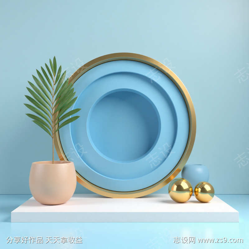 蓝色清新电商产品主图背景