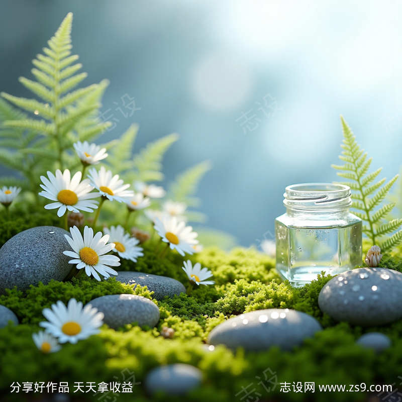 绿色清新产品主图背景
