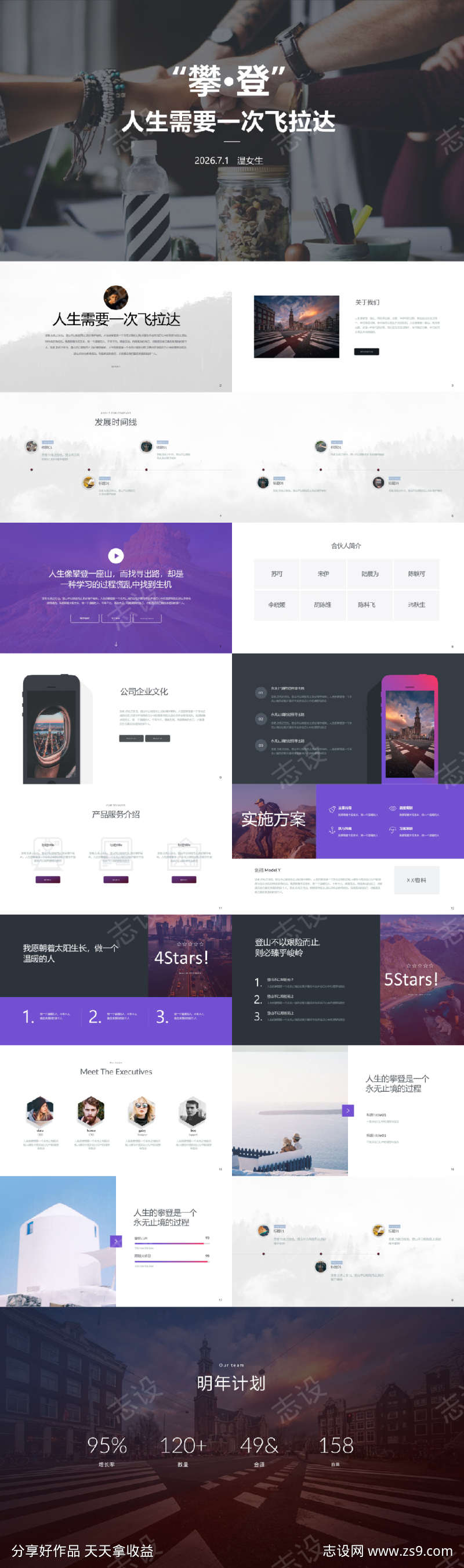 高级大气紫色商务ppt