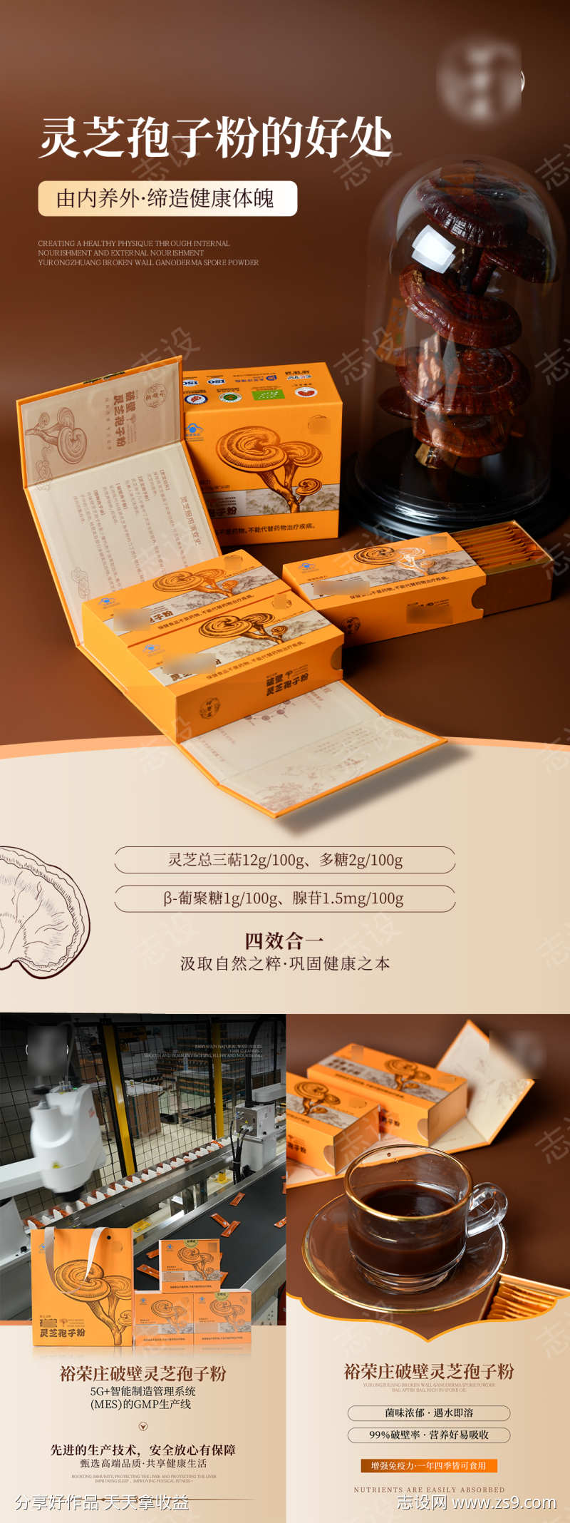 灵芝孢子粉保健产品宣传海报