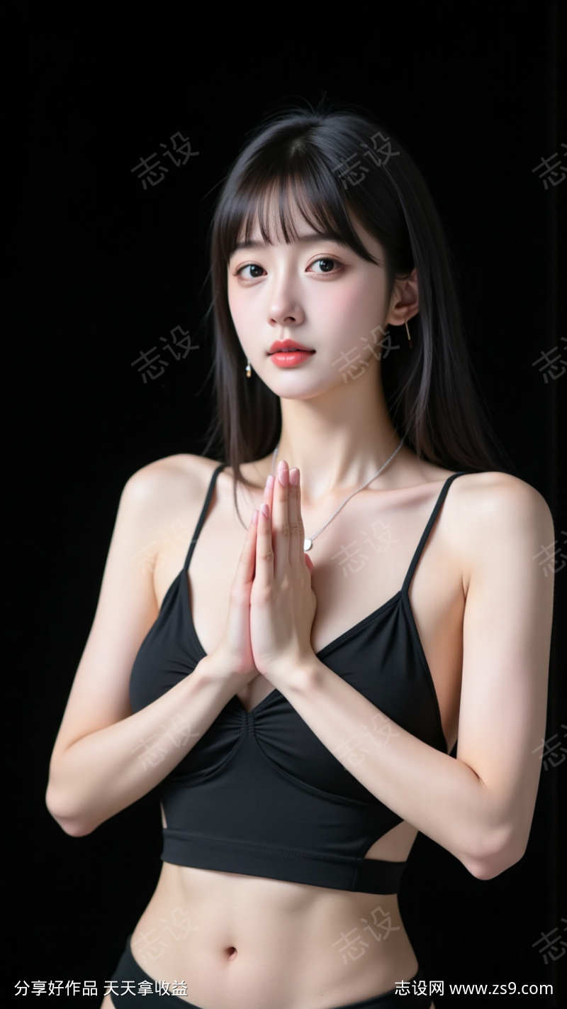 黑色背景美女摄影