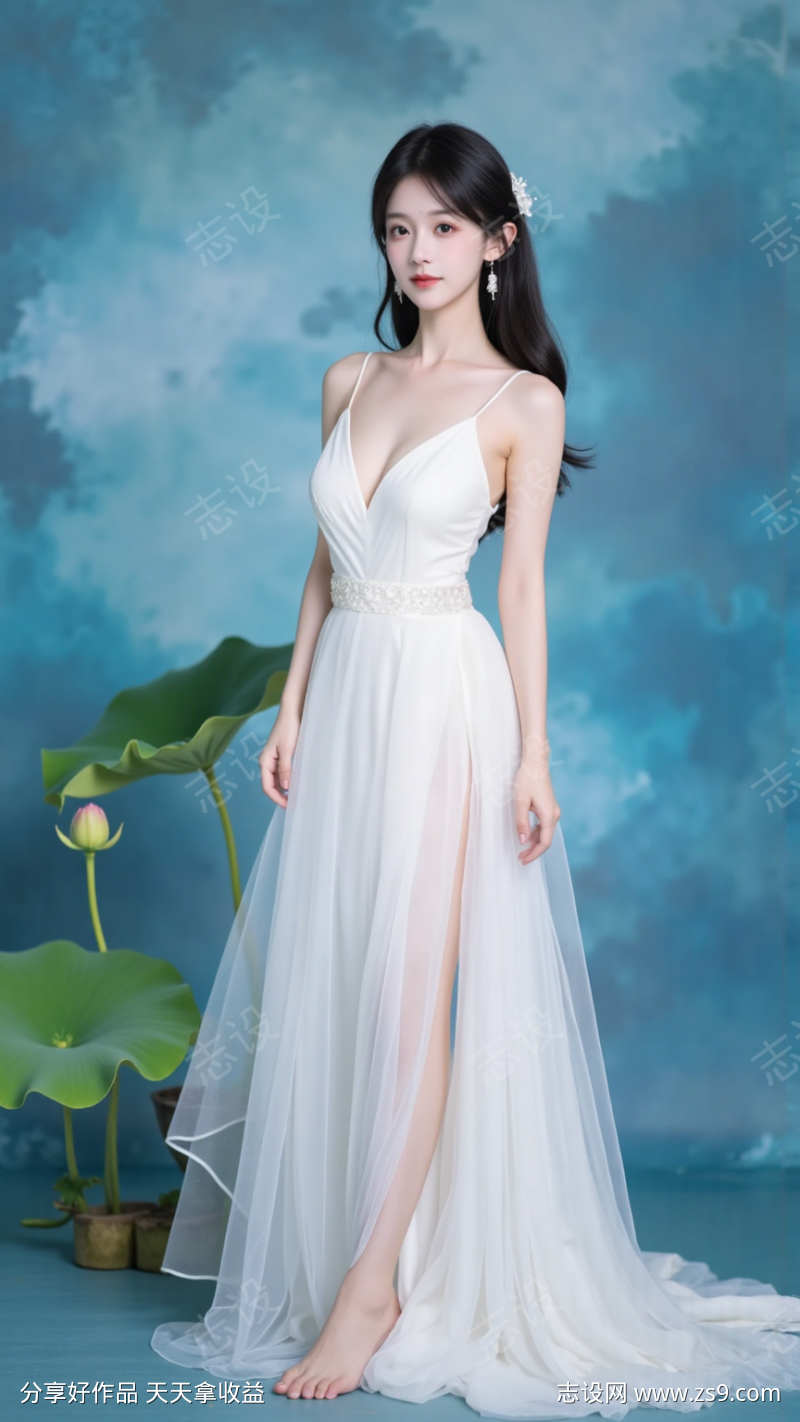 白纱裙美女模特摄影