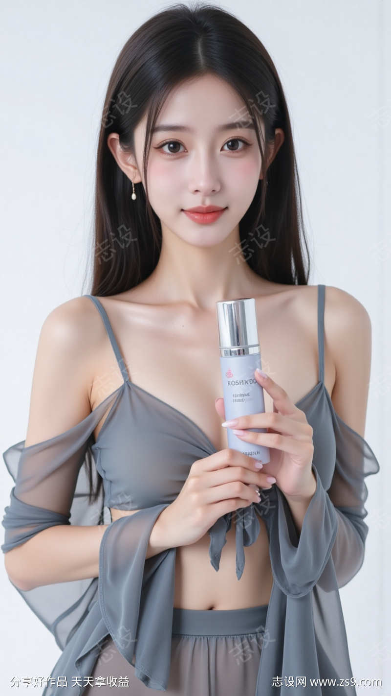 手持化妆品美女模特