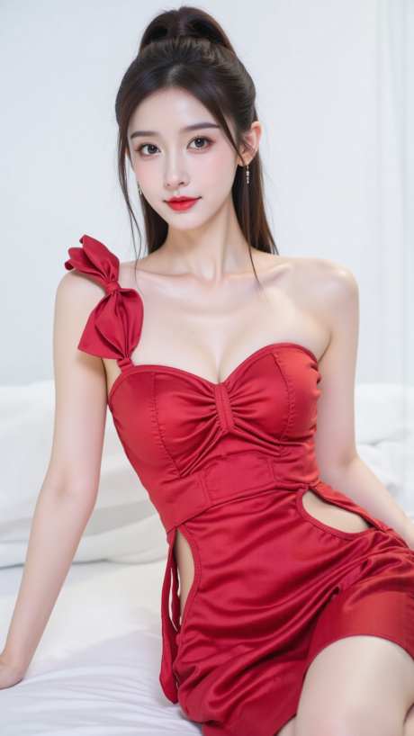 穿红裙的美女模特_AI图片下载_euler采样_864X1536像素-摄影,模特,美女-作品编号:2025072314296107-志设-zs9.com
