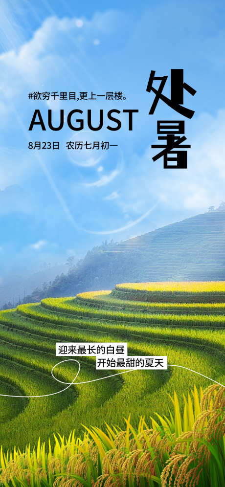 处暑节气梯田海报_源文件下载_PSD格式_1242X2688像素-夏天,稻谷,梯田-作品编号:2025072410059855-志ˌ设ˈ̹网