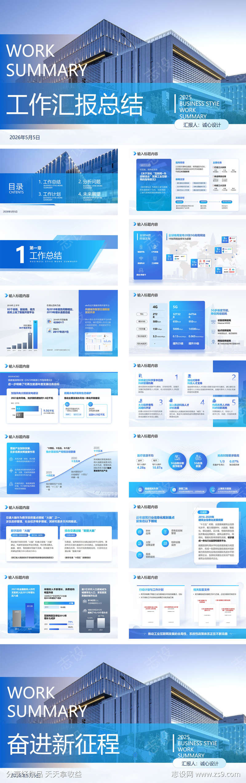 蓝色工作汇报PPT