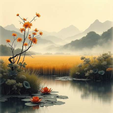 新中式水墨处暑_AI图片下载_euler采样_1024X1024像素-处暑,新中式,水墨-作品编号:2025072509113092-志˱设˒网