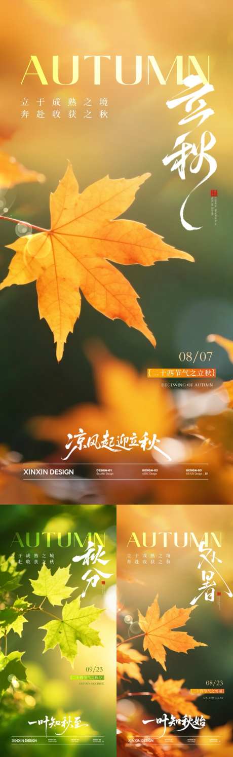 立秋秋分处暑枫叶系列海报_源文件下载_PSD格式_1080X3510像素-枫叶,秋分,处暑-作品编号:2025072714341728-志设-zs9.com