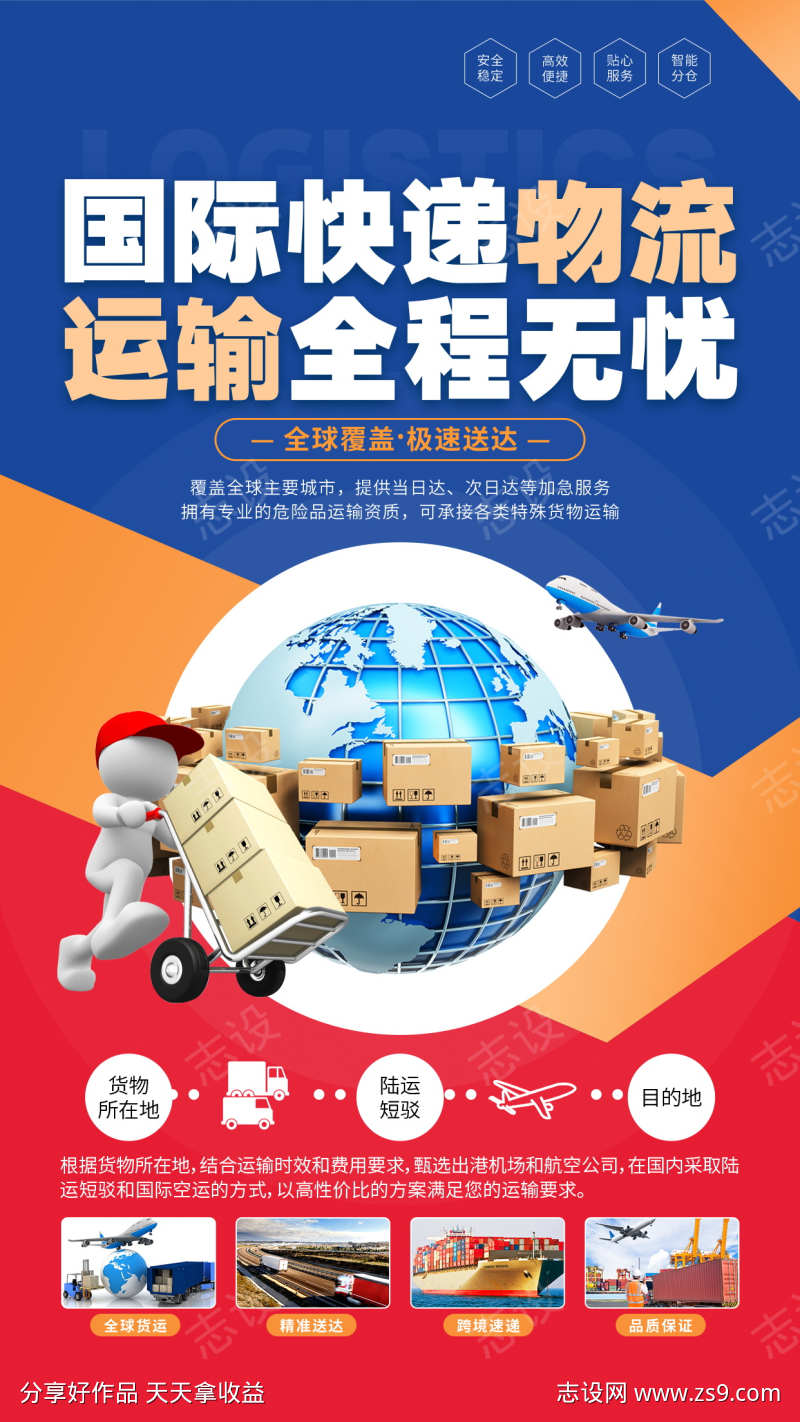 快递服务物流业务服务宣传促销活动海报