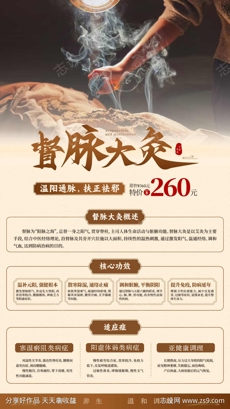 中医养生督脉艾灸海报