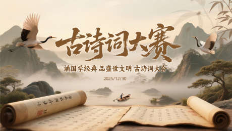 古诗词大赛古风背景板