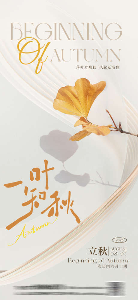 立秋节气质感海报_源文件下载_PSD格式_1242X2688像素-秋天,落叶,银杏叶-作品编号:2025072917245089-志设-zs9.com