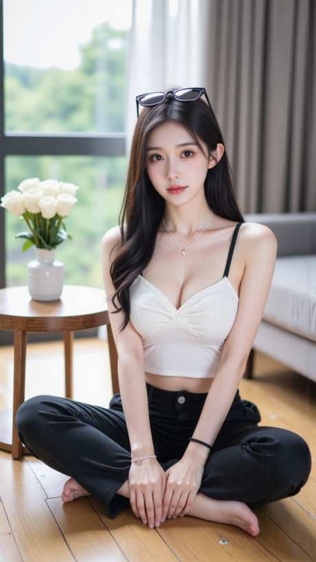 落地窗前性感可爱美女写真_AI图片下载_dpmpp_2m采样_864X1536像素-写真,美女,可爱-作品编号:2025072913575659-志设-zs9.com