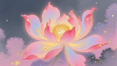 流光溢彩花语国风插画_AI图片下载_euler采样_1536X864像素-国潮,莲花,荷花-作品编号:2025073015597996-志设-zs9.com