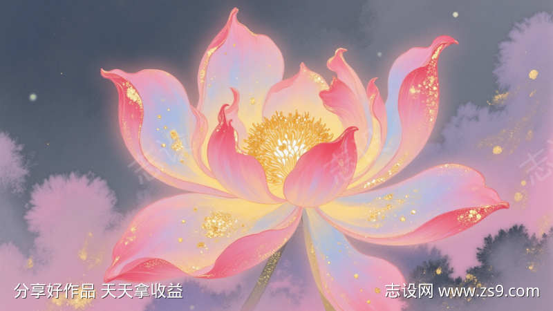 流光溢彩花语国风插画