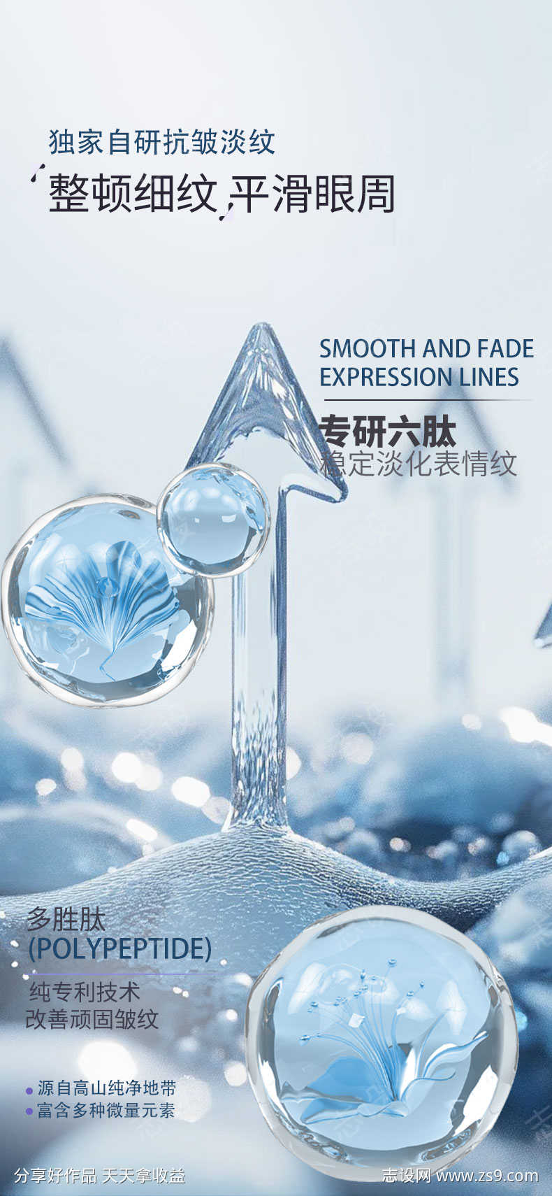 蓝色美妆个护细胞分子成分详情页