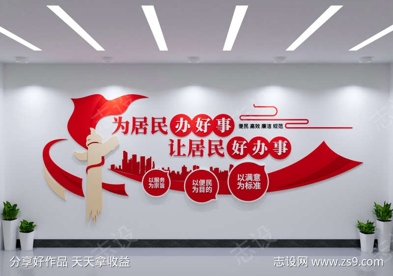 社区便民服务中心文化墙社区服务文化墙