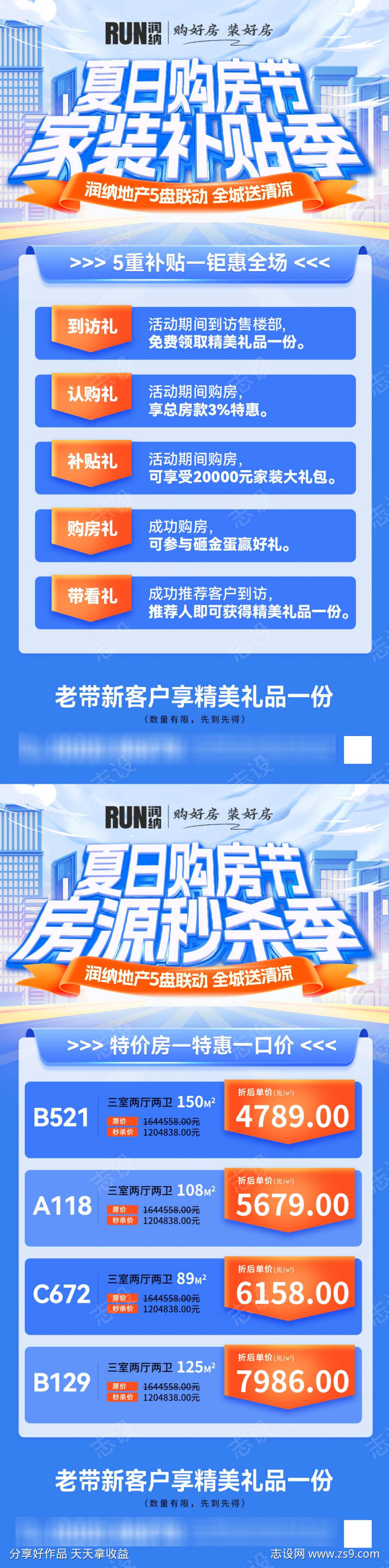 夏日购房节家装补贴房源秒杀海报