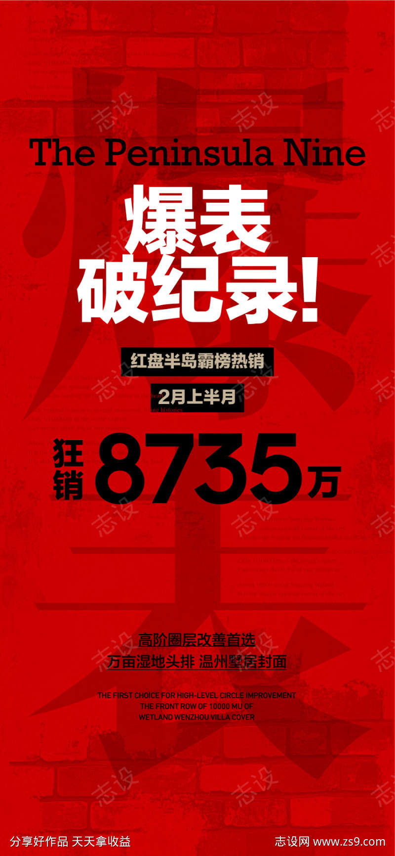 爆表破纪录红盘热销人气成交海报