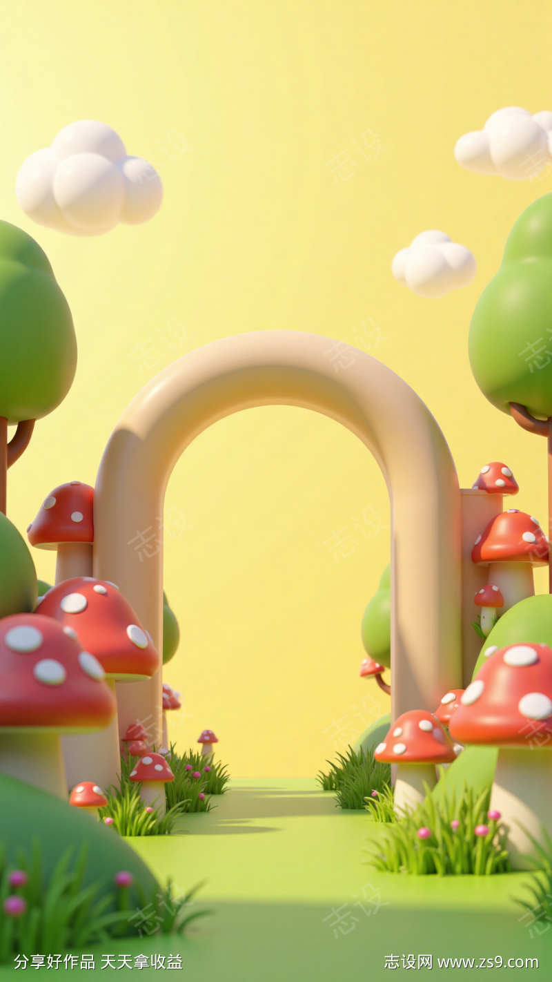清新简约C4D电商产品海报背景