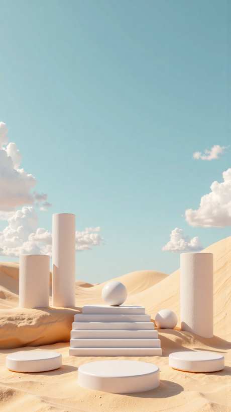 蓝天白云C4D风电商产品海报背景_AI图片下载_dpmpp_2m采样_864X1536像素-背景,海报,产品-作品编号:2025080310072240-志设-zs9.com