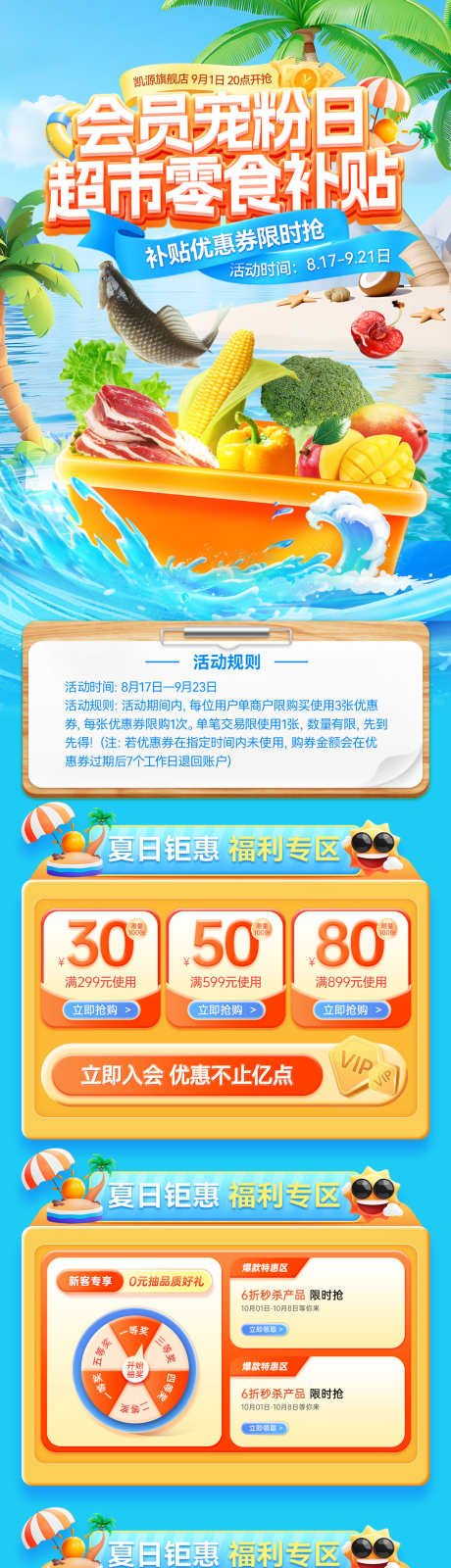 超市会员日宠粉夏日水果生鲜果蔬粮油优惠券_源文件下载_PSD格式_1200X6154像素-海报,电商,优惠券-作品编号:2025080315295625-志设-zs9.com