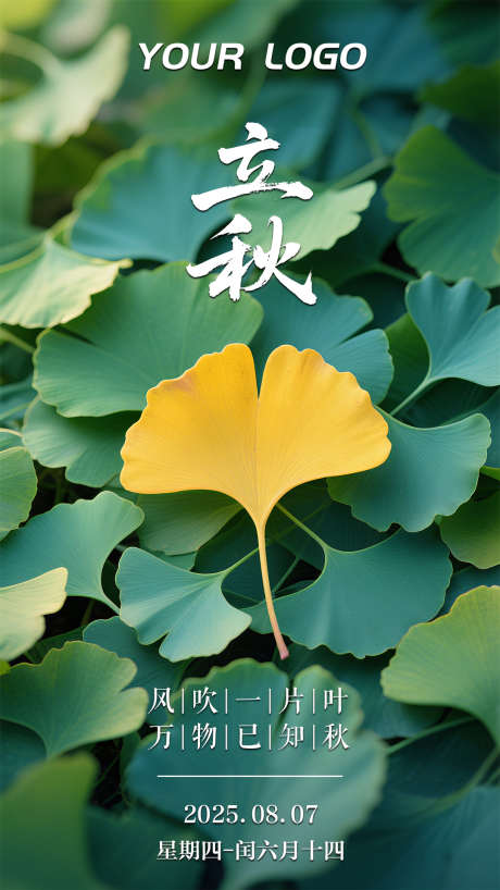 清新简约银杏叶立秋节气海报_源文件下载_PSD格式_1080X1920像素-简约,清新,海报-作品编号:2025080609179951-志设