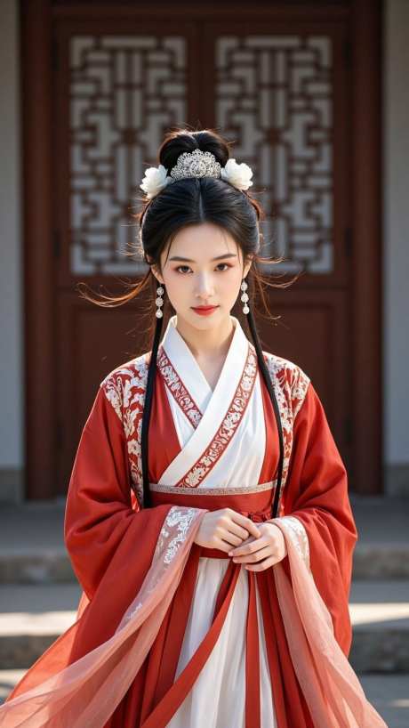 红色古风汉服美女模特_AI图片下载_dpmpp_2m采样_864X1536像素-写真,模特,美女-作品编号:2025080517321890-志设-zs9.com