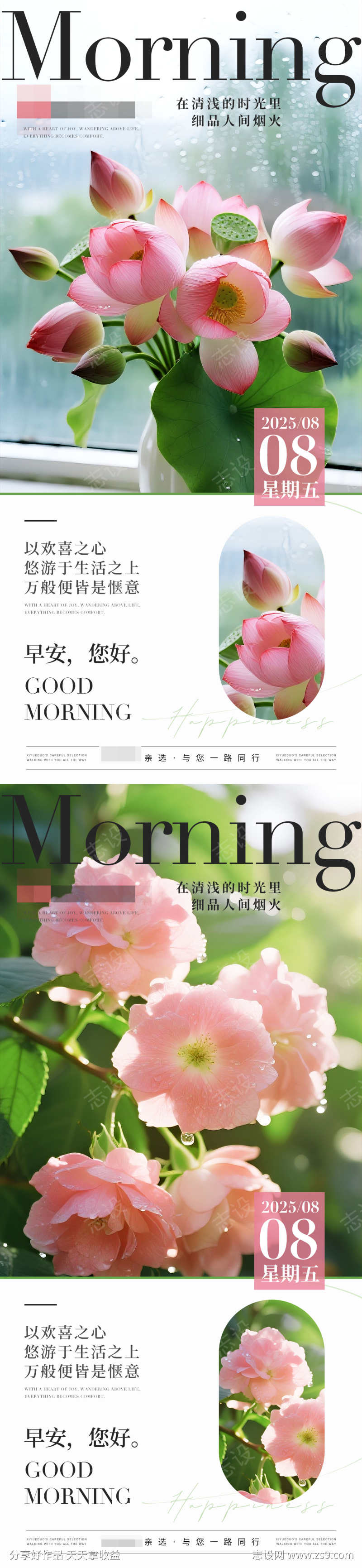 早安日签花草海报