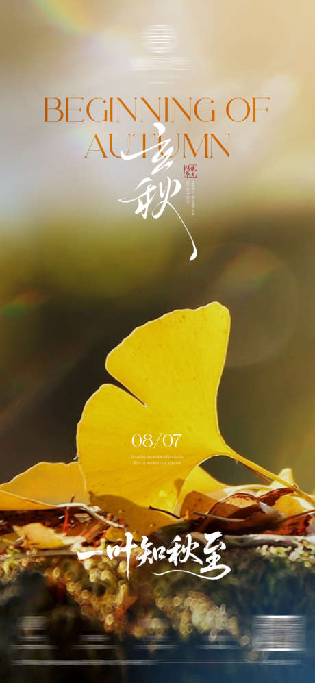 二十四节气海报_源文件下载_PSD格式_1080X2340像素-银杏,黄色,立秋-作品编号:2025080813427335-志·设·网