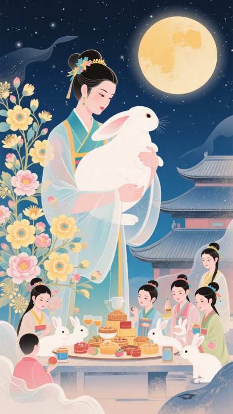 金秋赏月图_AI图片下载_euler采样_864X1536像素-意境,中秋节,古代建筑-作品编号:2025080713547397-志设
