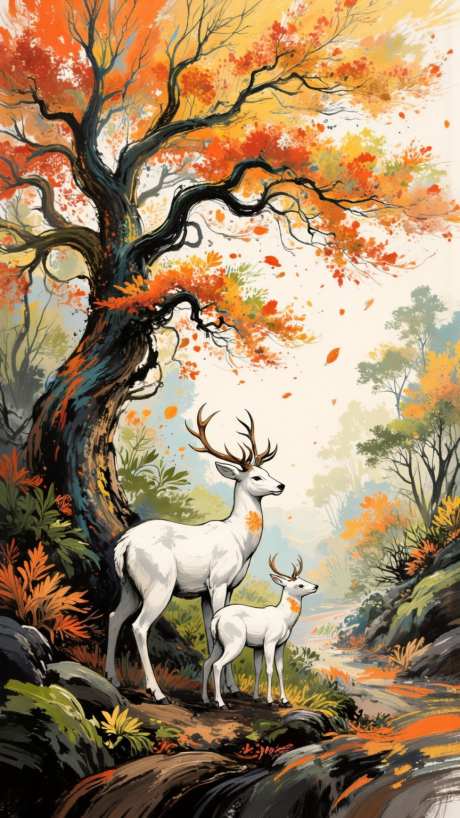 国潮风秋季秋天插画海报_AI图片下载_dpmpp_2m采样_864X1536像素-水彩,插画,手绘-作品编号:2025080714332944-志设-zs9.com
