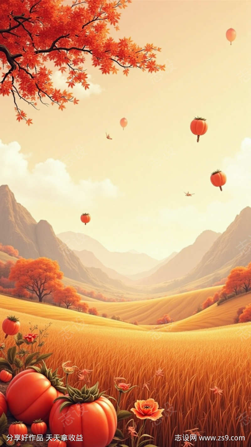 秋天插画美景
