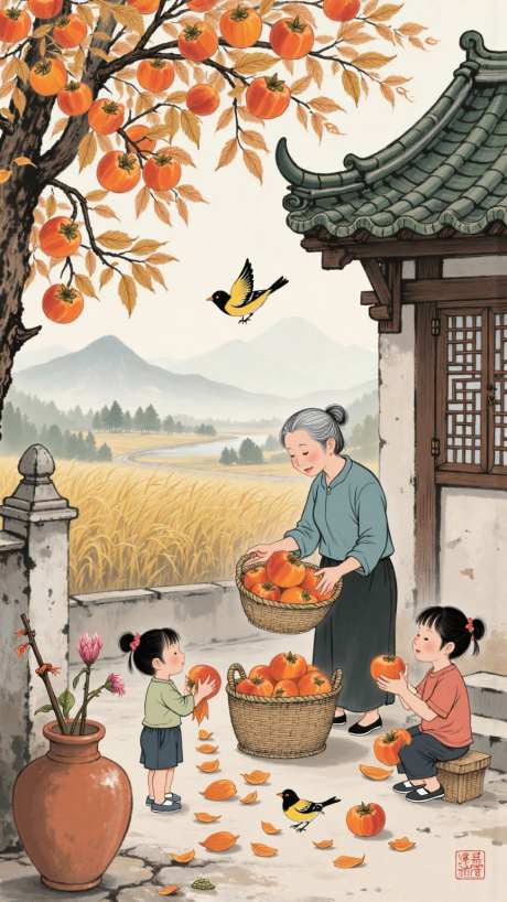 秋季丰收喜悦海报_AI图片下载_lms采样_864X1536像素-院子,树,山-作品编号:2025080817231413-志设-zs9.com