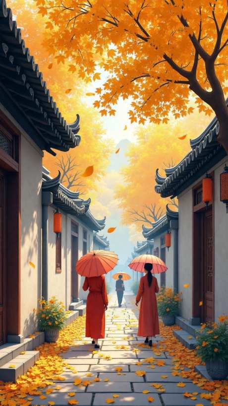 古城古镇秋韵寻踪插画_AI图片下载_lms采样_864X1536像素-古风,古韵,秋韵-作品编号:2025080916439390-志设-zs9.com