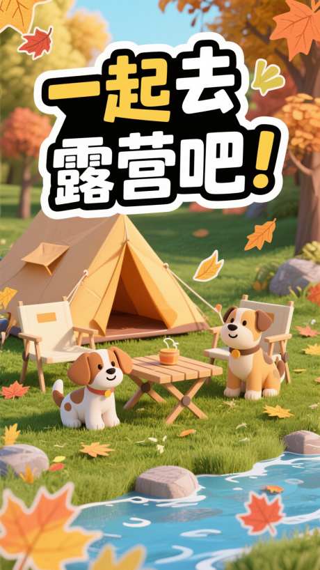 秋季露营活动_AI图片下载_采样_1152X2048像素-拼贴,枫叶,秋日-作品编号:2025081010559264-志设-zs9.com