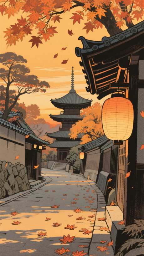秋风顾宁小道_AI图片下载_采样_1152X2048像素-枫叶,秋色,立秋-作品编号:2025081014352672-志·设′网