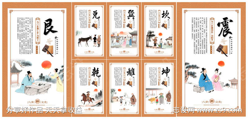 中国风传统玄学易学宣传海报套图展板