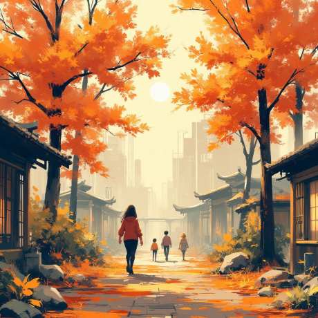 秋天欢乐一家_AI图片下载_euler采样_1024X1024像素-散步,美景,丰收-作品编号:2025081111077898-志,设·网