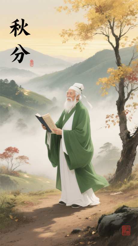 秋分节气插画_AI图片下载_采样_1152X2048像素-节气海报,自然,秋分-作品编号:2025081113538562-志设-zs9.com