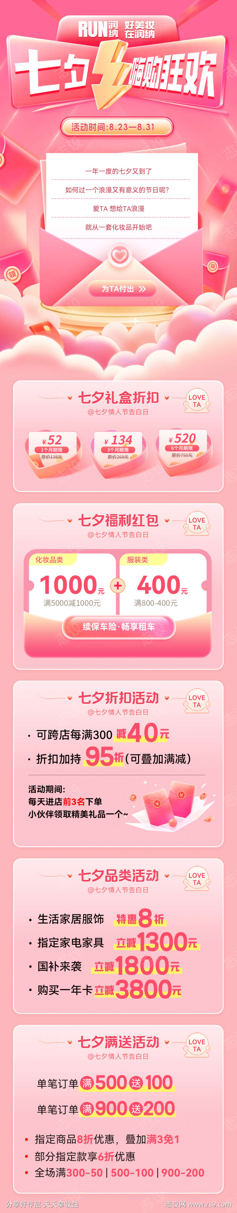 七夕嗨购狂欢节商场活动海报