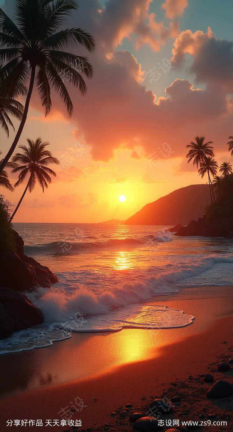 海上夕阳素材