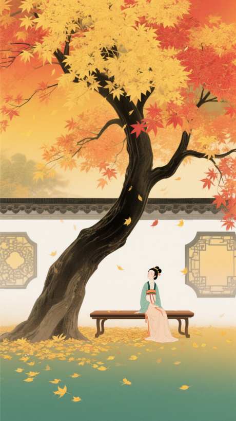枫笺拾秋二十四节气秋_AI图片下载_采样_1152X2048像素-新中式,秋分,立秋-作品编号:2025081216007806-志设-zs9.com