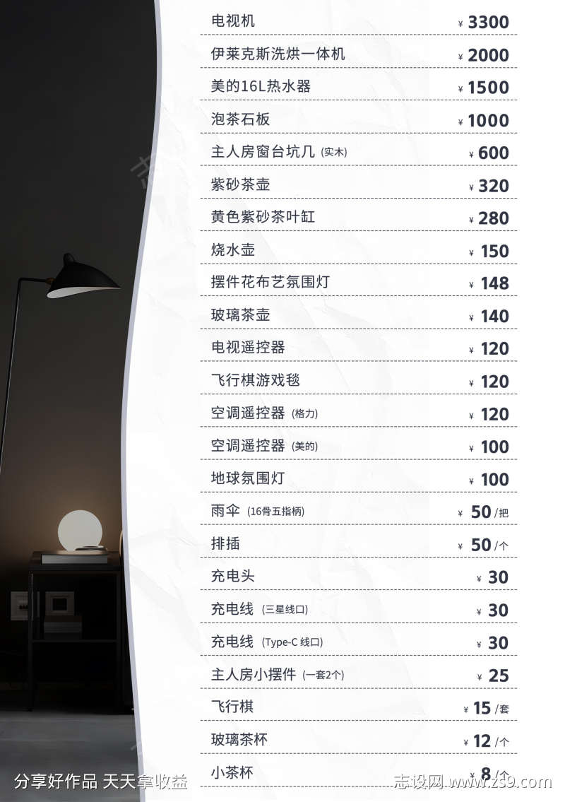 民宿价格表