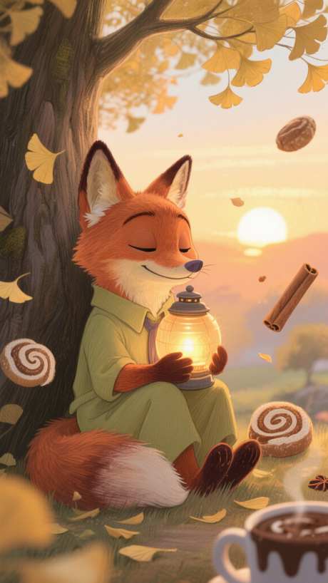 秋日童话小狐狸_AI图片下载_采样_1152X2048像素-银杏叶,狐狸,秋天-作品编号:2025081309351649-志͵设ˉ网