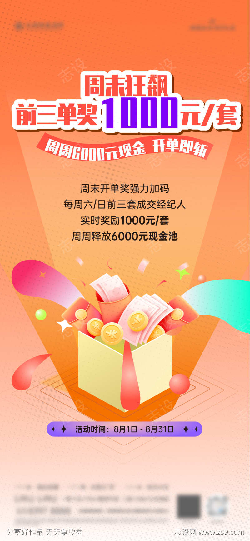 经纪人成交奖励海报